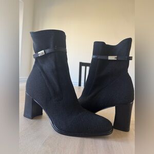 Etienne Aigner Women's "Moonlight" Fabric Block Heeled Ankle Boot Grey 8 1/2 M